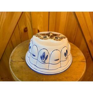 Vintage Cordon Bleu ABC Bassano Blue White Wall Moth Ceramic Mold Italy(6691)